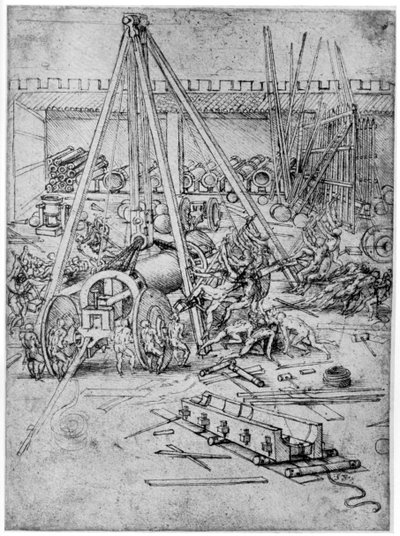 Kanonenfabrik, 1487, 1954 von Leonardo da Vinci