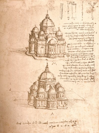 Zeichnung von Kirchen, um 1472-1519 von Leonardo da Vinci