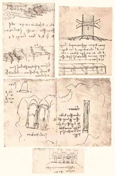 Vier topografische Zeichnungen, ca. 1472-1519, 1883 von Leonardo da Vinci