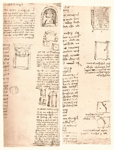 Zwei architektonische Zeichnungen, um 1472-1519 von Leonardo da Vinci