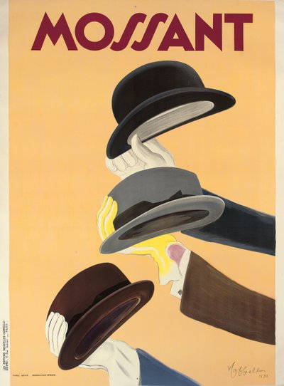 Werbeplakat für Mossant-Hüte, 1938 von Leonetto Cappiello