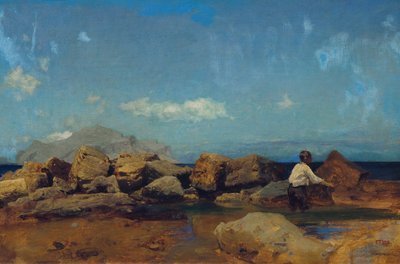 Meeresküste mit Monte Pellegrino bei Palermo von Leopold Carl Muller