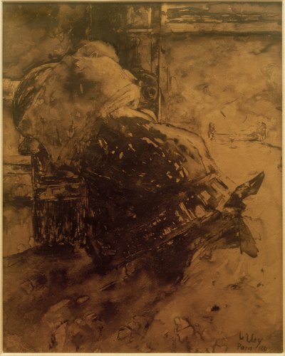Frau am Kamin von Lesser Ury