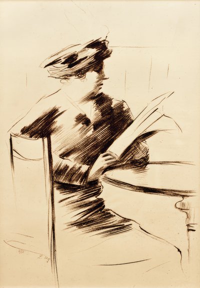 Lesende Dame im Kaffee II von Lesser Ury