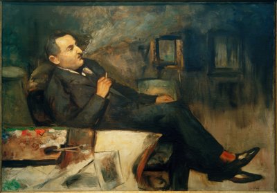 Lesser Ury rauchend im Atelier (Selbstbildnis) von Lesser Ury