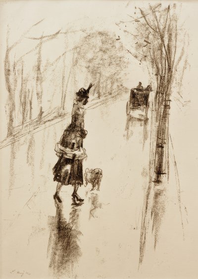 Mädchen mit Hund von Lesser Ury