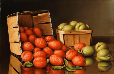 Körbe mit Pflaumen von Levi Wells Prentice