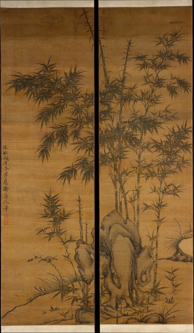 Bambus und Felsen, datiert 1318 von Li Kan
