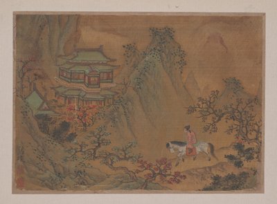 Landschaft mit Mann zu Pferd von Liu Yen
