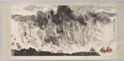 Fingerschilderung von Landschaft mit Schiffen von Liu Zhongdong