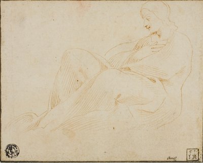 Sitzende drapierte Frau im Profil von Lodovico Carracci
