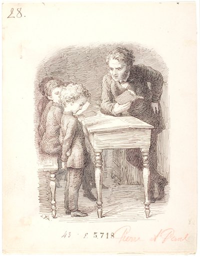 Schulstunde. Pierre kann die Lektion nicht von Lorenz Frølich