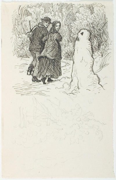 Entwurf zur Illustration zu Der Schneemann von Lorenz Frølich