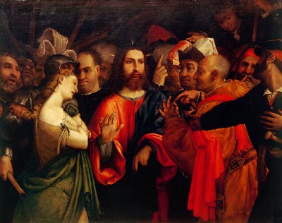 Christus und die Ehebrecherin von Lorenzo Lotto