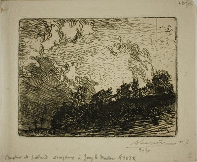 Stürmischer Sonnenuntergang, Jouy-le-Moutier von Louis Auguste Lepère