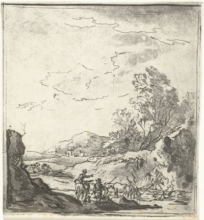 Landschaft mit Reiter und Hirte von Louis Bernard Coclers