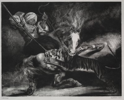 Ein Angriff durch einen Tiger von Louis Candide Boulanger