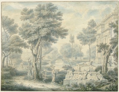 Arkadische Landschaft mit einem Grabmal von Louis Fabritius Dubourg