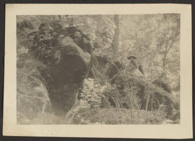 Frau auf Felsen im Wald von Louis Fleckenstein