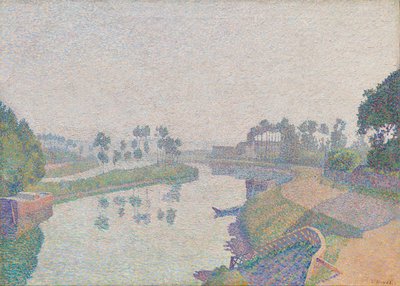 Ufer der Oise bei Morgengrauen von Louis Hayet