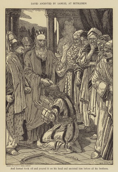 David wird von Samuel in Bethlehem gesalbt von Louis John Rhead