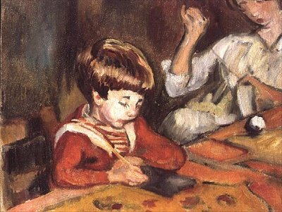 Kleiner Junge bei den Hausaufgaben von Louis Valtat