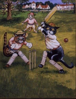 Katzen spielen Cricket von Louis Wain