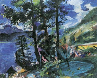 Walchensee mit Springbrunnen von Lovis Corinth