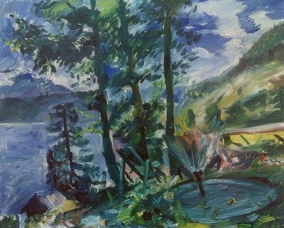Walchensee mit Springbrunnen von Lovis Corinth