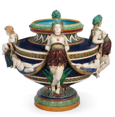 Große Minton-Majolika-Jardiniere, ca. 1870 (Keramik) von Ltd Mintons