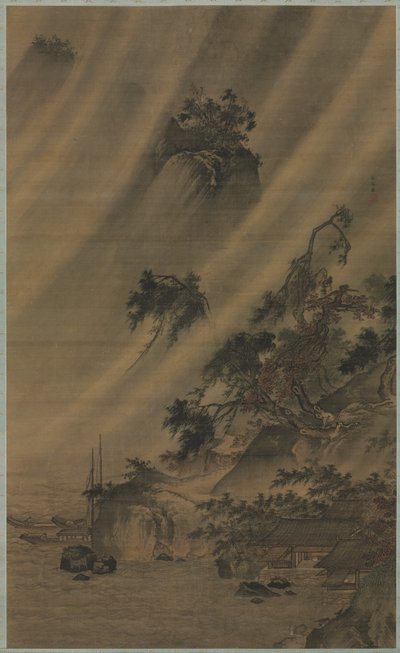 Flussdorf im Regensturm von Lu Wenying