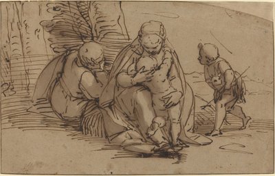 Heilige Familie mit dem kleinen Johannes dem Täufer von Luca Cambiaso