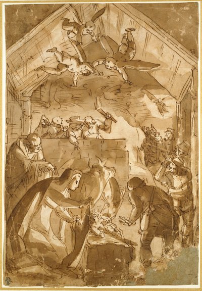 Die Geburt Christi, Mitte des 16. Jahrhunderts von Luca Cambiaso