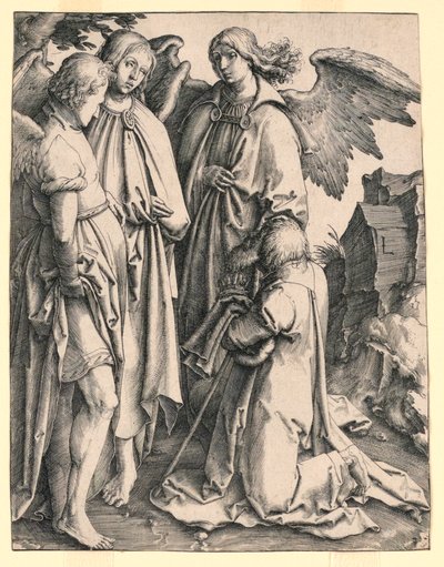Abraham und die drei Engel von Lucas van Leyden