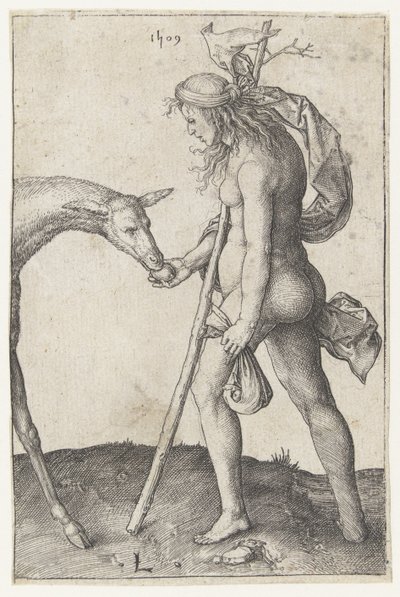 Junge Frau mit Hirschkuh von Lucas van Leyden