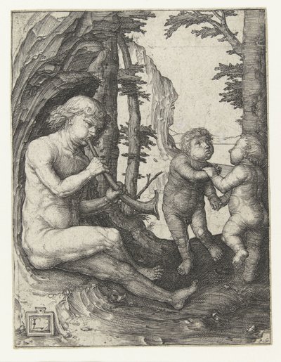 Junge mit Blasinstrument von Lucas van Leyden
