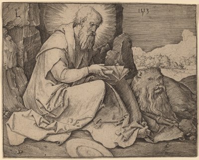 Heiliger Hieronymus in einer Landschaft von Lucas van Leyden