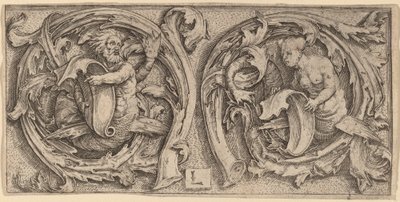 Triton und Sirene in Ranken von Lucas van Leyden