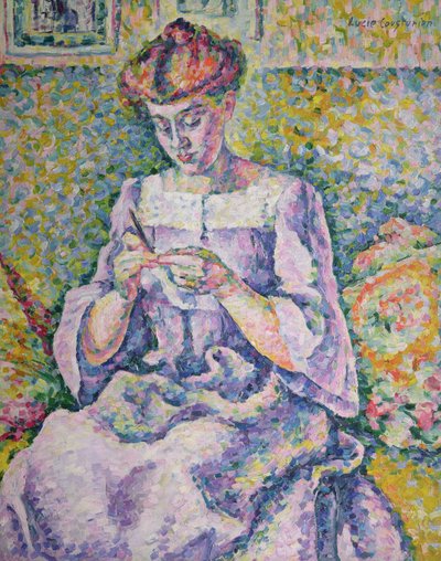 Frau beim Häkeln, 1908 von Lucie Cousturier