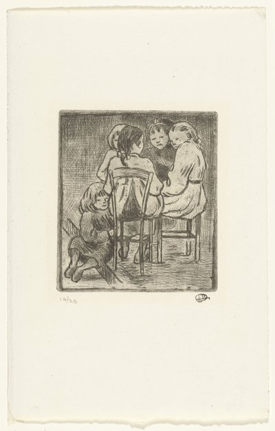 Gruppe von fünf sitzenden Mädchen von Lucien Pissarro
