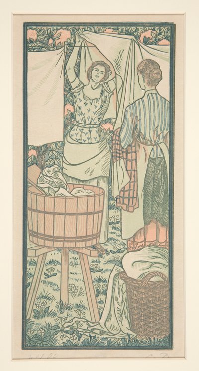 Wäsche aufhängen von Lucien Pissarro