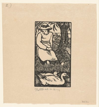 Mädchen und zwei Enten von Lucien Pissarro
