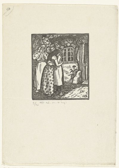 Ruth und Naomi umarmen sich von Lucien Pissarro