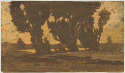 Weiden in Dachauer Moorlandschaft von Ludwig Dill
