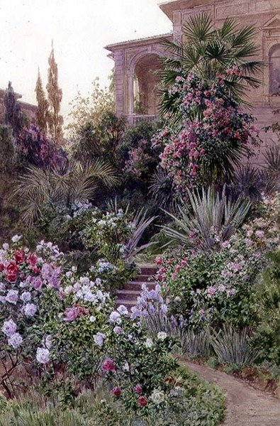 Der Garten einer italienischen Villa von Ludwig Hans Fischer