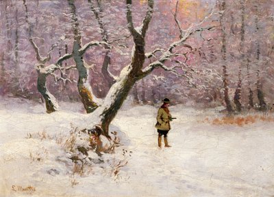 Winterlandschaft mit Jägern von Ludwig Munthe