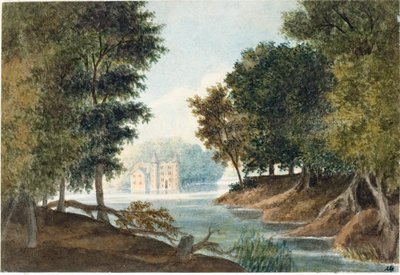 Landschaft mit Fluss und Villa (Aquarell, ca. 1825) von Luigi Garibbo