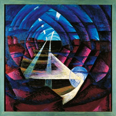 Schweiz, Basel, Durchdringung von Häusern+Licht+Himmel von Luigi Russolo