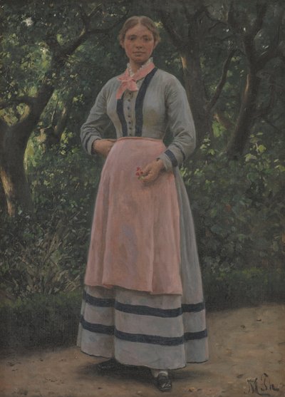Junges Mädchen in einem Garten von M. Therkildsen