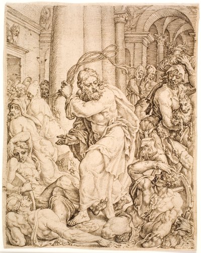 Die Vertreibung aus dem Tempel von Maarten van Heemskerck